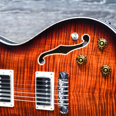 PRS SE Hollowbody II Piezo Orange Tiger Smokeburst Electric Guitar w/Case #H05314 image 7