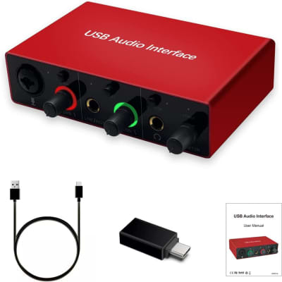 USB Audio Interface with Mic Preamplifier XLR Audio Interface 48V 2 Channel for Streaming Support Instrument Guitar or Bass Smartphone Tablet Computer and Other Equipment Recording image 7