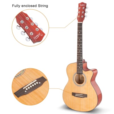 Glarry GT306 39 Inch Beginner Cutaway Acoustic Guitar Auditorium Spruce Burlywood image 6