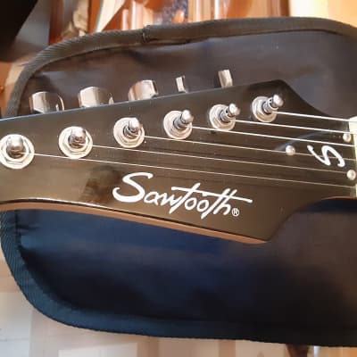 Sawtooth Strat Copy Left Handed Black w/gig bag by Guitars For Vets image 6