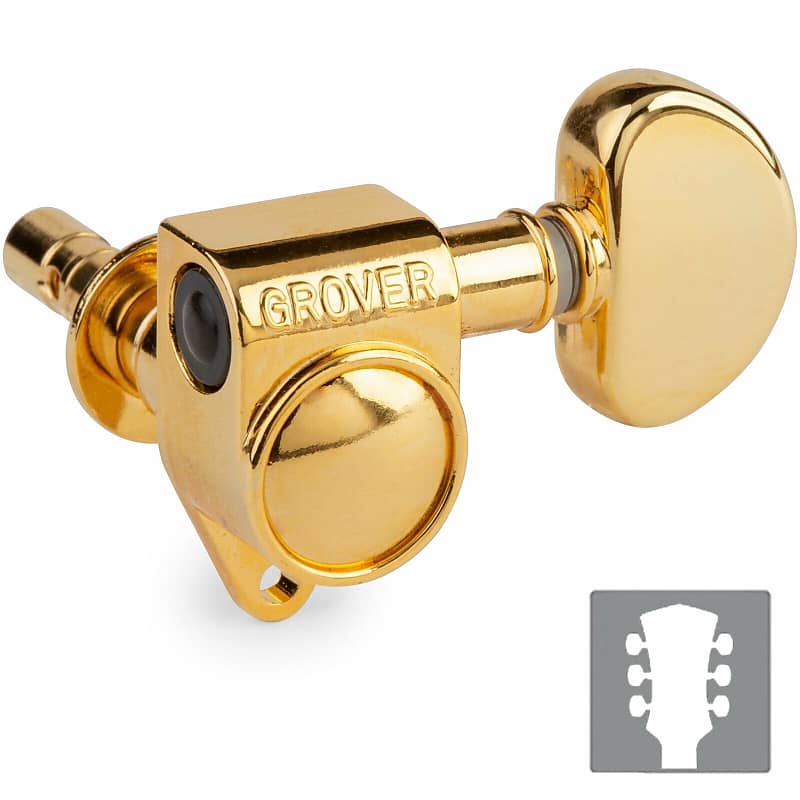 NEW Grover 106G Original Locking Rotomatic Tuners 18:1 Gear Ratio 3x3 - GOLD