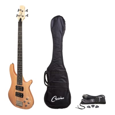 Casino '24 Series' Mahogany Tune-Style Electric Bass Guitar Set (Natural Satin) for sale
