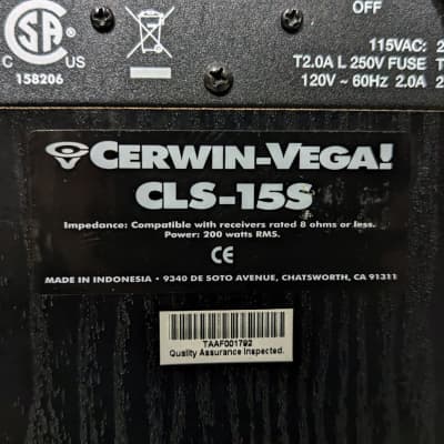 Acoustic Audio Subwoofer Cerwin-Vega XLS-15S 15