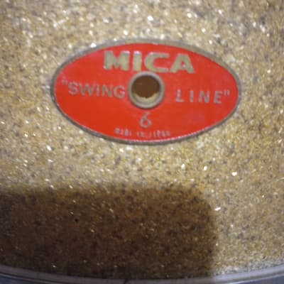 MICA (MIJ) "Swing Line" 5.5x14 Snare Drum (Made in Japan) 1960's - Gold Sparkle image 2