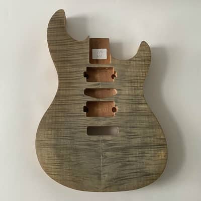 HSH Unfinished Mahogany Wood Guitar Body with Tiger Maple image 3