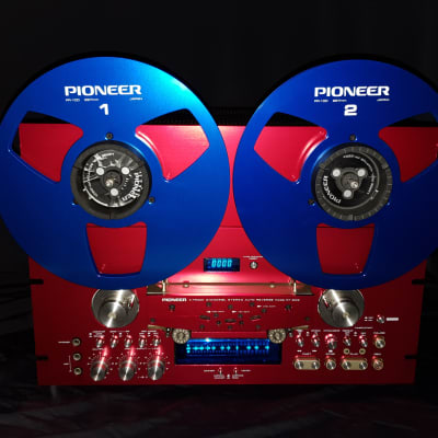 Red Pioneer RT-909 reel to reel tape deck customizes in red