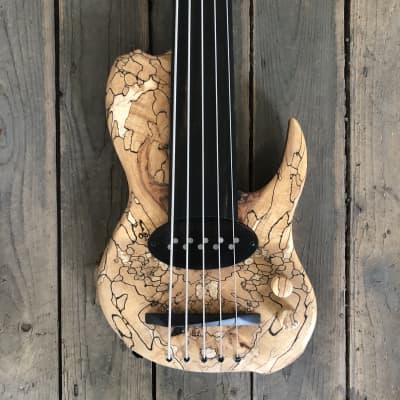 *last day of spring sale* Letts “WyRd mini” travel fretless 5 string bass guitar Spalted Beech Ebony Walnut handcrafted in the UK 2023 image 5