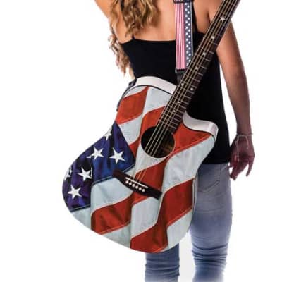 Indiana USA-1CE Dreadnought USA Flag Spruce Top Mahogany Back&Side 6-String Acoustic-Electric Guitar image 4