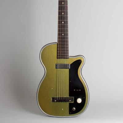 Silvertone Stratotone Newport Model H-42/2 Solid Body Electric Guitar, made by Harmony (1954), original gig bag case. image 1