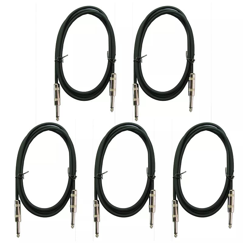 5 Pack 6 Ft Foot 1/4 Guitar Instrument Bass Keyboard Audio Patch Cable Cord image 1
