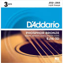 D'Addario Phosphor Bronze Acoustic Guitar Strings Light 12-53 (3-pack)