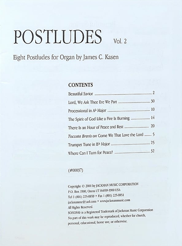 Postludes Vol 2 Organ Reverb