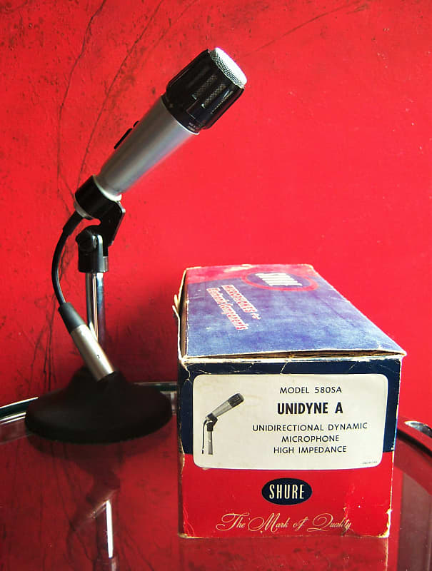 Vintage 1960's Shure 580A Cardioid Dynamic Microphone High Z w accessories 580SA 545 image 1