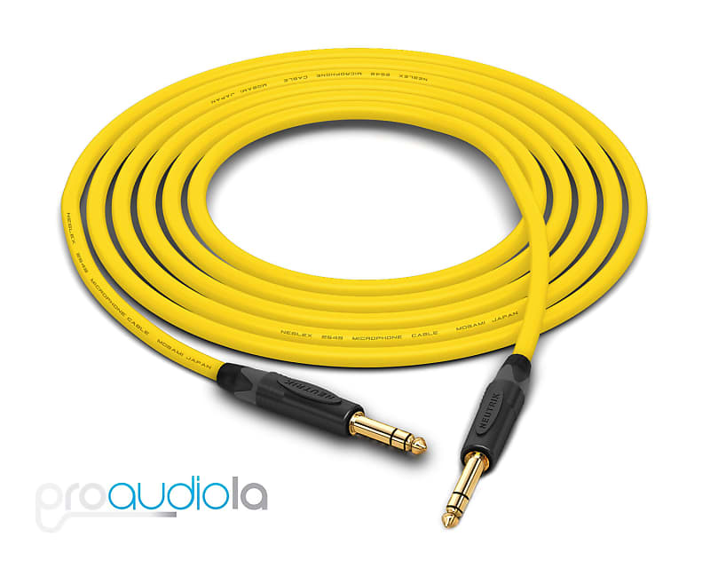 Mogami 2549 Cable | Neutrik Gold 1/4" TRS to 1/4" TRS | Yellow 12 Feet | 12 Ft. | 12' image 1