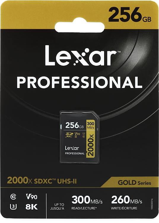 Lexar Professional 2000x SDHC/SDXC UHS-II Card Gold Series - 256GB  UHS-II  U3  V90 image 1