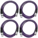 4 Pack of XLR Patch Cables 10 Feet Extension Cords Jumper - Purple and Purple