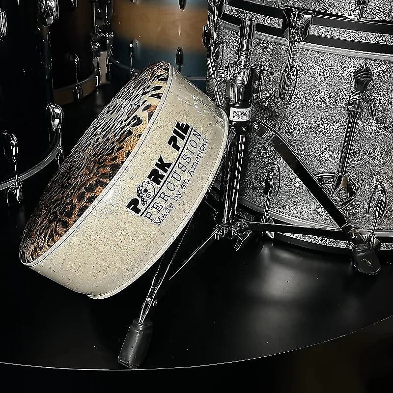 Pork Pie Round Drum Throne in Leopard Velvet Top w/ White Reverb