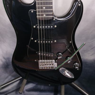 Memphis Vintage Rare "Strat" Style Electric Guitar 1980s - Black image 1