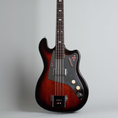 Kent Model 534 Basin Street Solid Body Electric Bass Guitar, made by Teisco (1965), original brown tolex hard shell case. image 1