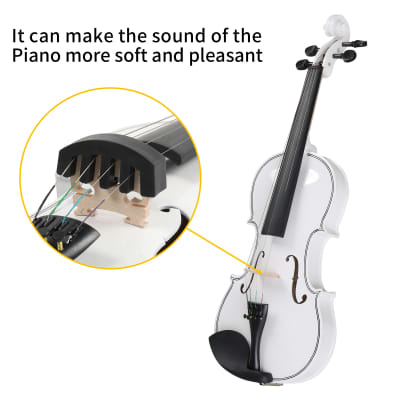 Full Size 4/4 Violin Set for Adults, Beginners, Students with Hard Case, Violin Bow, Shoulder Rest, Rosin, Extra Strings 2020s - White image 17