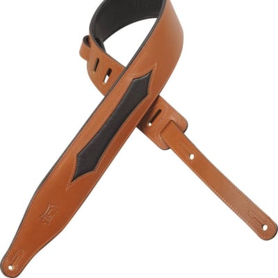 Levy's Guitar Strap,  M17W-TAN, 2.5" Leather w/ Garment Leather Inlay, Tan image 2