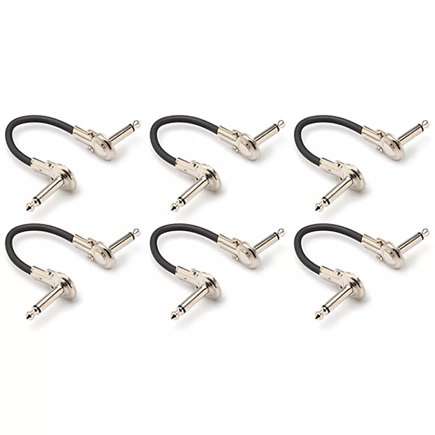 Hosa IRG-600.5 1/4" TS Male Angled to Same Guitar Patch Cables - 6' (6-Pack) image 1