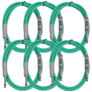 Seismic Audio SASTSX-3GREEN-6PK 1/4" TS Patch Cable - 3' (6-Pack)