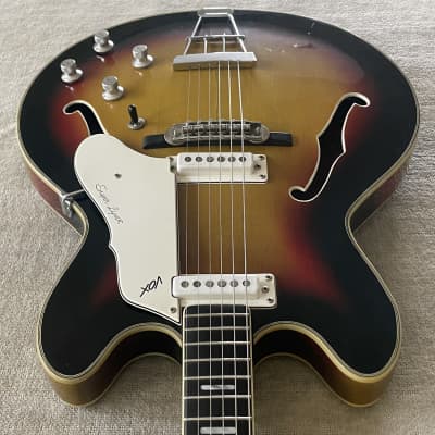 Immagine 1966 Vox Super Lynx Sunburst Hollowbody Electric Guitar + OHSC Case Made in Italy - 6