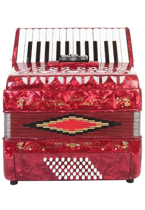 Rossetti Piano Accordion 48 Bass 26 Keys 3 Switches Red image 1