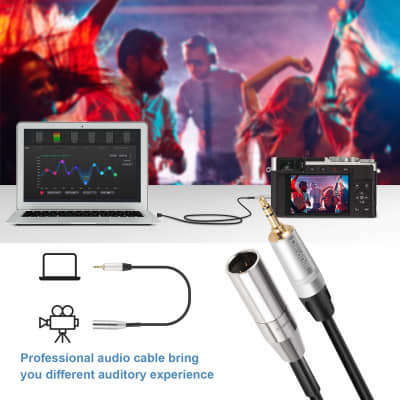 Devinal 3.5mm to Mini XLR calbe, Balanced 1/8 inch Stereo to 3 Pin Mini XLR  Male Cord Adapter Connector, for Pro Lapel Mic 12 inch(30 cm)