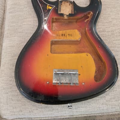 Silvertone 1490 Bass Guitar Body 1970 Sunburst Made in Japan image 3