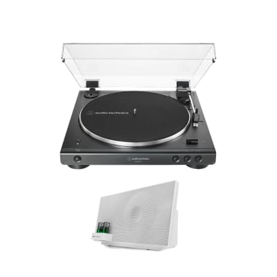  Audio-Technica AT-LP60X-BK Fully Automatic Belt-Drive Stereo  Turntable Bundle with Eris 3.5 Monitors and Vinyl Cleaning Kit : Electronics
