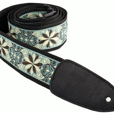 Henry Heller HJQ2-19 Hand Sewn Deluxe Multi Color Jacquard, Nylon Backing 2" Guitar Strap, Garment Leather Ends, image 2