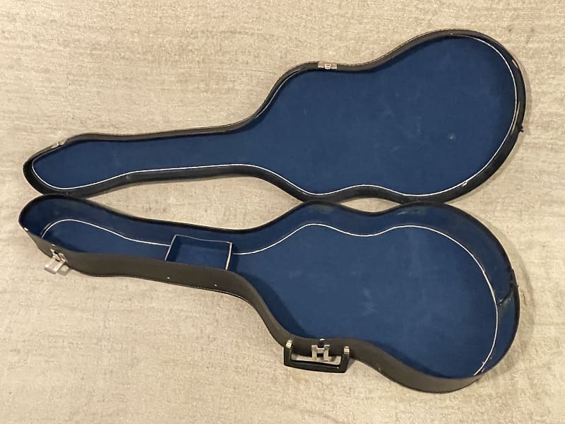 Original Vintage 60’s-70’s Harmony Rebel Acoustic Electric Guitar Case / Case Only Black Faux Ostrich w Blue Interior image 1