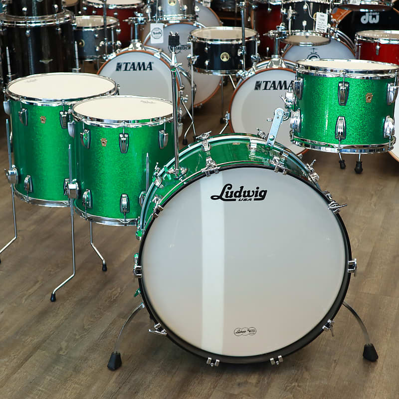 Ludwig Legacy Maple 4-PC Shell Pack 12/14/16/24 (Green Sparkle) image 1