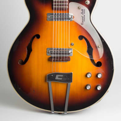 Coral  Vincent Bell Firefly F2N6 Thinline Hollow Body Electric Guitar (1967), ser. #058419, grey chipboard case. image 3