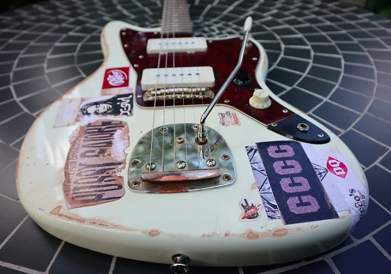 Squier Jazzmaster with beautiful relic and Thurston Moore vibe custom 1 off decals image 1