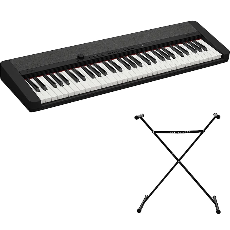 Casio CT-S1 61-Key Portable Keyboard, Black w/ ARST Height Adjustable  X-Style Keyboard Stand