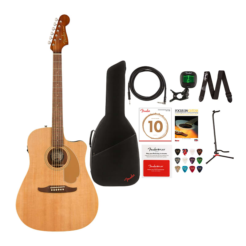 Fender Redondo Player 6-String Acoustic Guitar Value Bundle