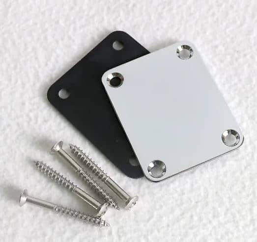 Chrome  Neck Plate with Screws for Fender PBass, JBass, Tele, Strat  by Budreau Guitars image 1