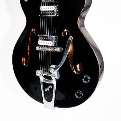 UKDC - Blast Cult Hollow Body Electric Guitar - Gloss Black image 1