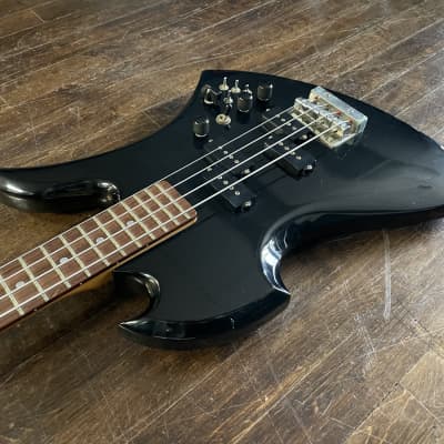 1980s BC Rich Japan Mockingbird NJ Series Electric Bass Black image 7