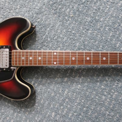 Vintage 1960s Kappa Continental Hollow Body Guitar Sunburst Finish Original No Case 335 Style Original Bigsby Bridge image 7