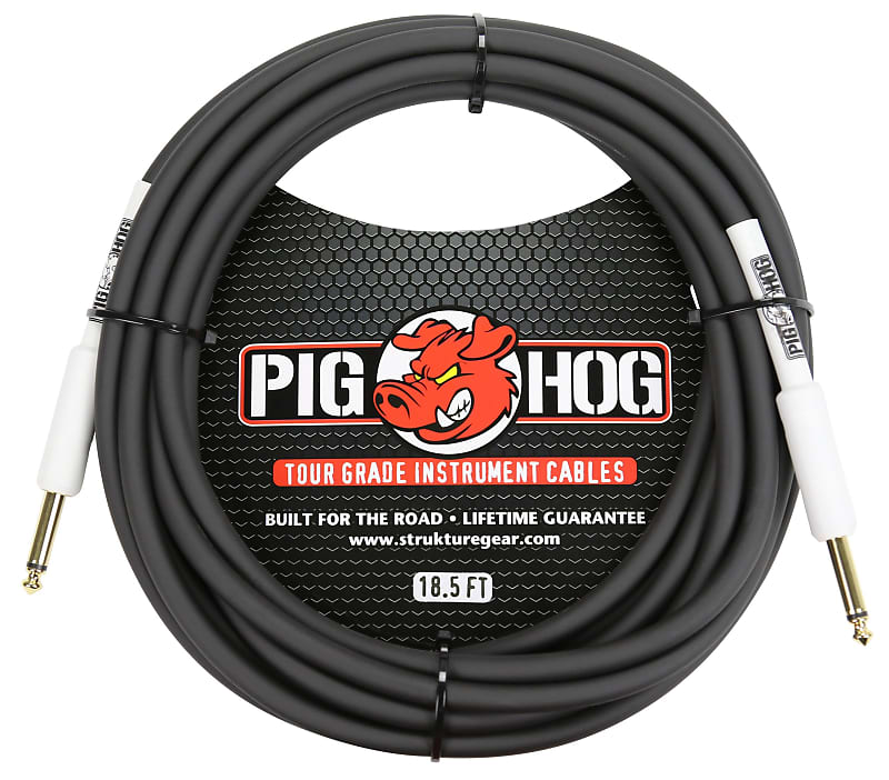 Pig Hog 18.5' 8mm Straight / Straight Instrument Cable Black PH186