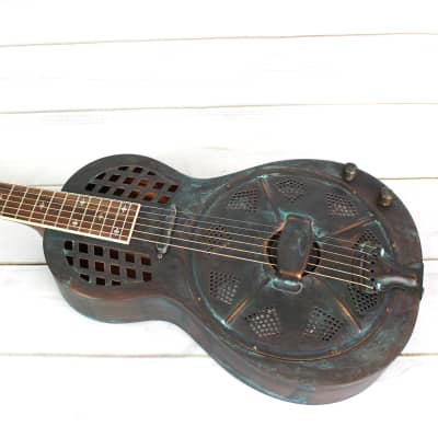 Royall Resonators Parlorizer Distressed Relic Copper Finish Brass Body Resonator Guitar with Pickup image 4