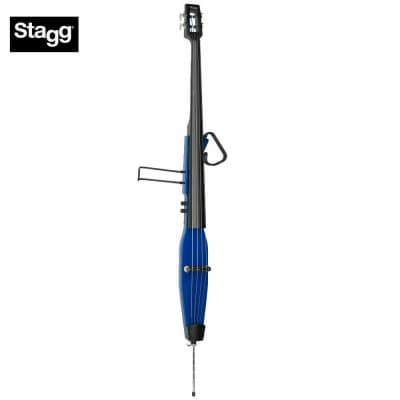 Stagg EDB-3/4 TB Solid Maple Top & Neck Upright 3/4 Size Electric Double Bass w/Gig Bag - Trans Blue image 2