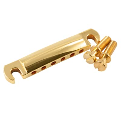 KSTOP-G Kluson USA Zinc Guitar Stop Tailpiece With Steel Studs Gold for sale