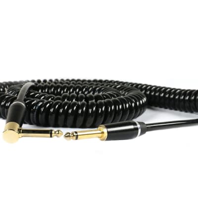 SuperFlex GOLD 25' ft Classic Coil Guitar Cable 1/4" to R/A 1/4" - Gold Contacts image 2