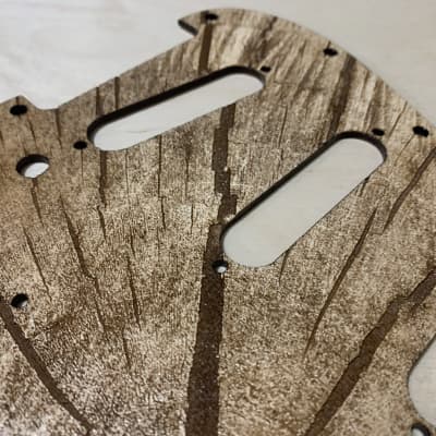 US made end grain crack rustic look laser engraved wood pickguard for Stratocaster image 4