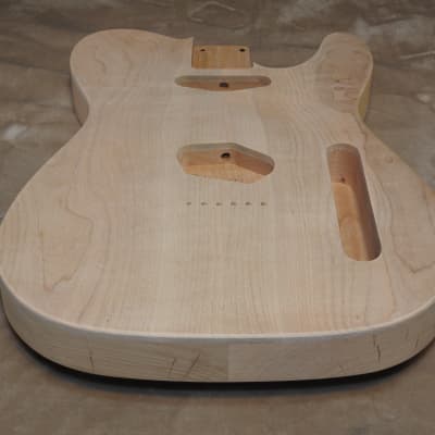Unfinished Telecaster Body Book Matched Figured Flame Maple Top 2 Piece Alder Back Chambered Very Light 3lbs 4oz! image 9